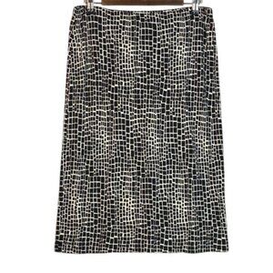 Vintage 90s Michael Kors Black & White Geometric Print Knee-Length Skirt Size 12